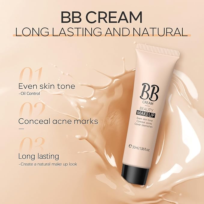 KWOLYKIM 2PCS Hydrating Makeup BB Cream, Tinted Moisturizer Face Makeup BB Cream Foundation Waterproof Concealer Brighten Color Correcting Cream Nude Makeup Long Lasting for All Skin(Deep)-Velvo Beauty
