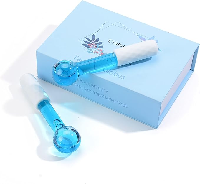 ICE GLOBES SMALL BALLS for Eyes, 2 PCS Blue Facial Globes for Massage Tool, Facial Roller Cold Skin Massagers, Tighten Skin, Reduce Puffiness and Dark Circles, Enhance Circulation-Velvo Beauty