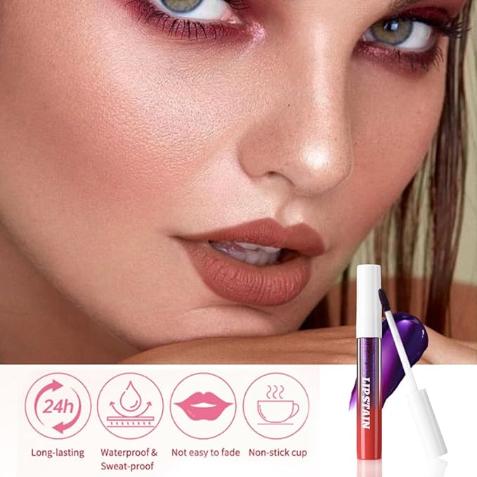 evpct Nude Brown Peel Off Lip Stain Tints, Liquid Lipstick Lip Stain Long Lasting Waterproof for Women, Non-stick Cup Lipstick Peel Off Highly Pigmented Not Faded Smudge-proof Easy to Apply, 04-Velvo Beauty