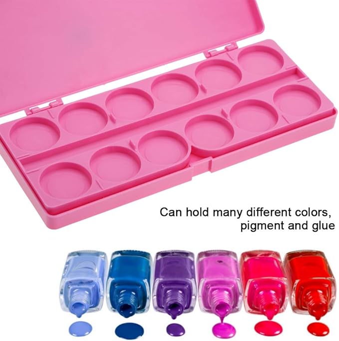 Nail Art Palette, 24 Grid Plastic Nail Art Paint Color Mixing Palette Plate Watercolor Pigment Color Mixing Case Manicure Drawing Tray(Rose Red)-Velvo Beauty