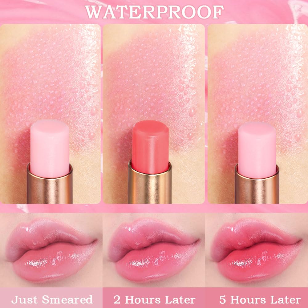 Kaely 3Pcs Peach Strawberry Blueberry Hydrating Lipstick Tinted Lip Balm, Color Changing PH Lipstick Makeup, Korean Magic Lip Stain Long Lasting Waterproof, labiales magicos 24 horas originales-Velvo Beauty