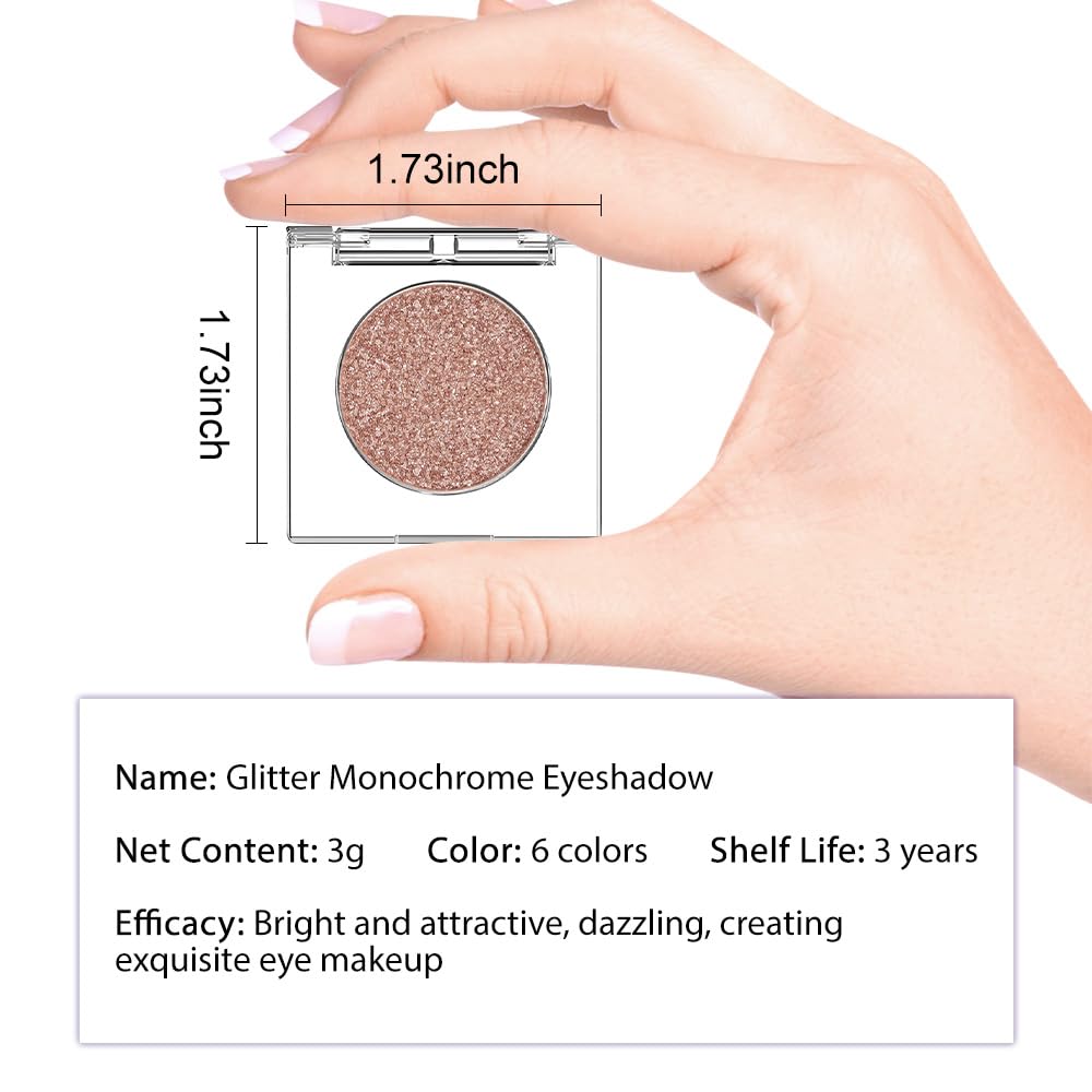 Champagne Rose Gold Monochrome Shimmer Eyeshadow Palette Makeup,Long Lasting Naturing-Looking Lightweight Glitter Single Eyeshadow,Neutral Powde Eye Shadow for Older Women-Velvo Beauty