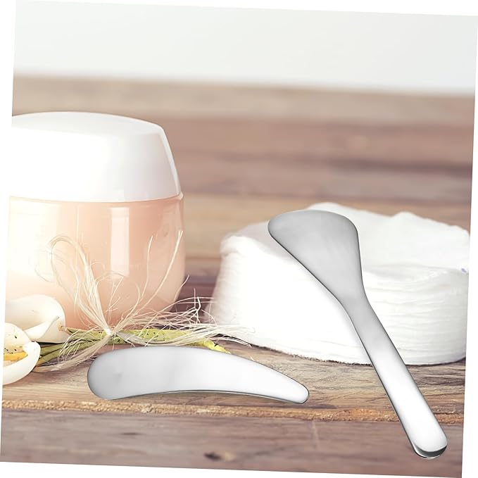 Compact Beauty Spatula Set - 2pcs Reusable Metal Makeup Scoop - Ideal for Lotions - Moisturizers and Creams - Essential Skincare Tool for Facial Care and Cosmetic Use-Velvo Beauty