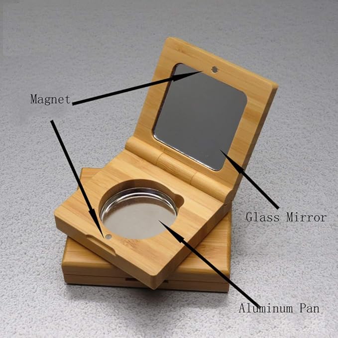 mollensiuer Bamboo Empty Eye Shadow Case Box Single Aluminum Palette Pans Magnetic Eyeshadow Makeup Palette Cosmetics Organizer Container for Eye Shadow, Blush, Powder-Velvo Beauty