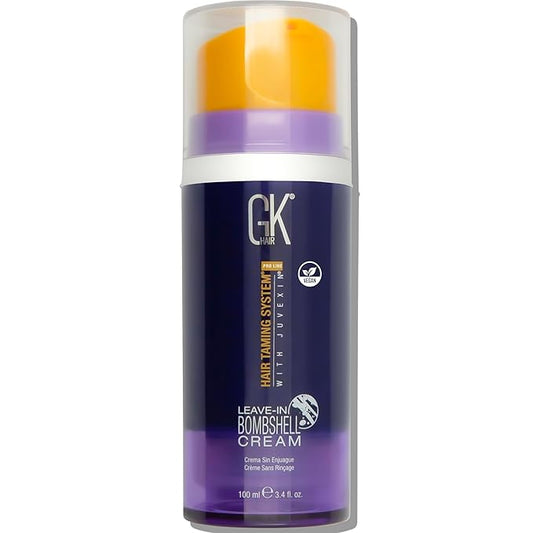 GK HAIR Global Keratin Leave In Bombshell Purple Cream (3.4 Fl Oz/100ml) Conditioning Smoothing Moisturizing Hydrating Frizz Control for Blonde Damaged Hair Removes Yellow Brassy Tones Flyaways-Velvo Beauty