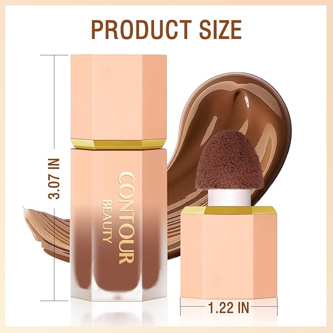 Liquid Contour Stick, Soft Cream Contour Makeup, Liquid Bronzer Face Concealer Matte Contouring with Cushion Applicator, Long Lasting Silky Face Contour Cream Bronzer Contouring Makeup (103)-Velvo Beauty