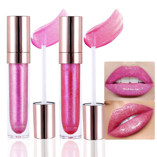 evpct 2Pcs Blush Red Pink Pearlescent Chameleon Shimmer Glitter Lipstick Lip Gloss, Long Lasting Waterproof Glitter Metallic Sparkly Glossy Lip Gloss Tint Stain Liquid Lipsticks Makeup Set for Women-Velvo Beauty
