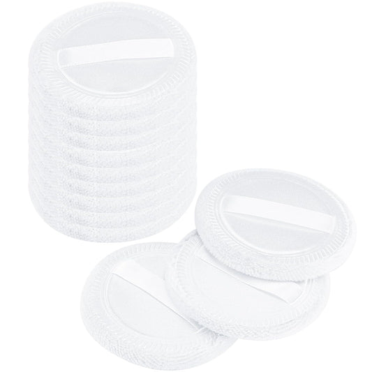 12 Pieces Powder Puffs Cotton Makeup Pads Soft Face Compact Puffs for Loose Setting Pressed Powder, 2.36 Inch (White)-Velvo Beauty