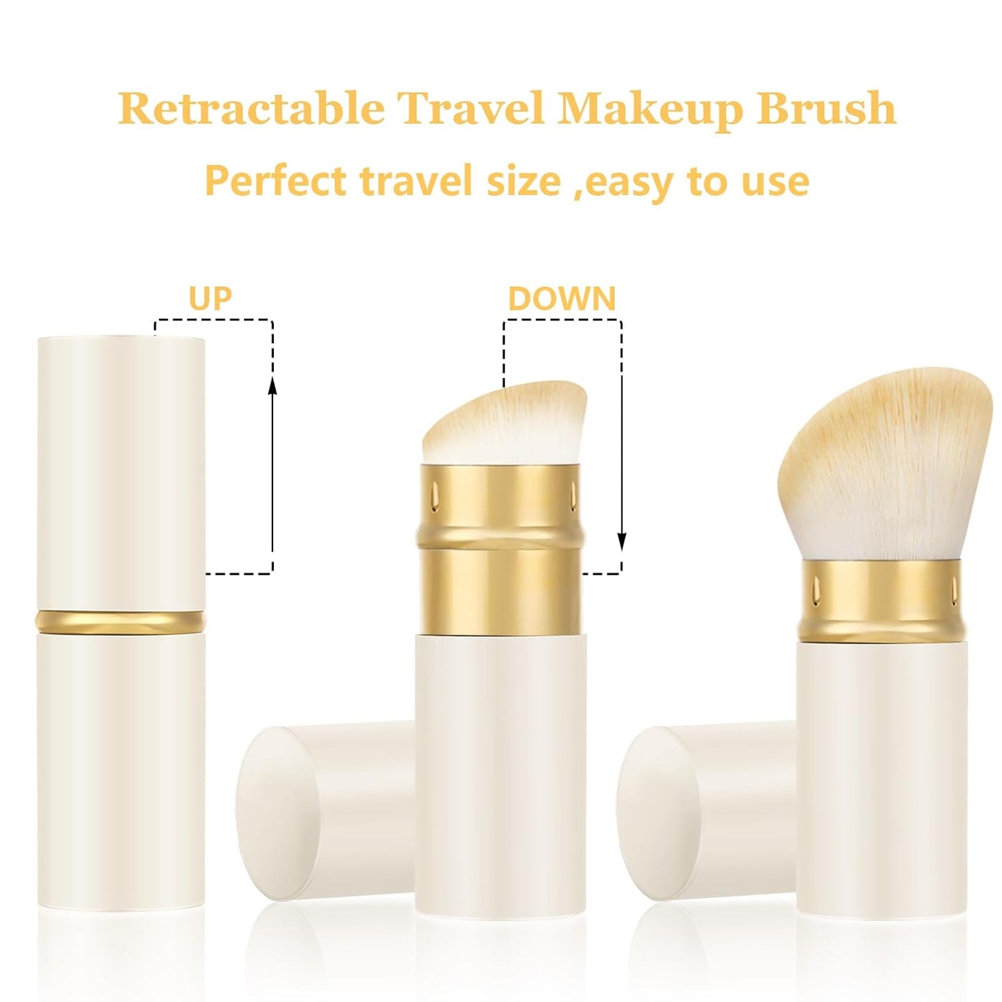 Falliny Retractable Kabuki Makeup Brush, Angled Travel Powder Foundation Blush Brush Makeup Brush for Blush, Sunscreen,Bronzer, Buffing, Concealer,Highlighter, Powder Cosmetics-Velvo Beauty