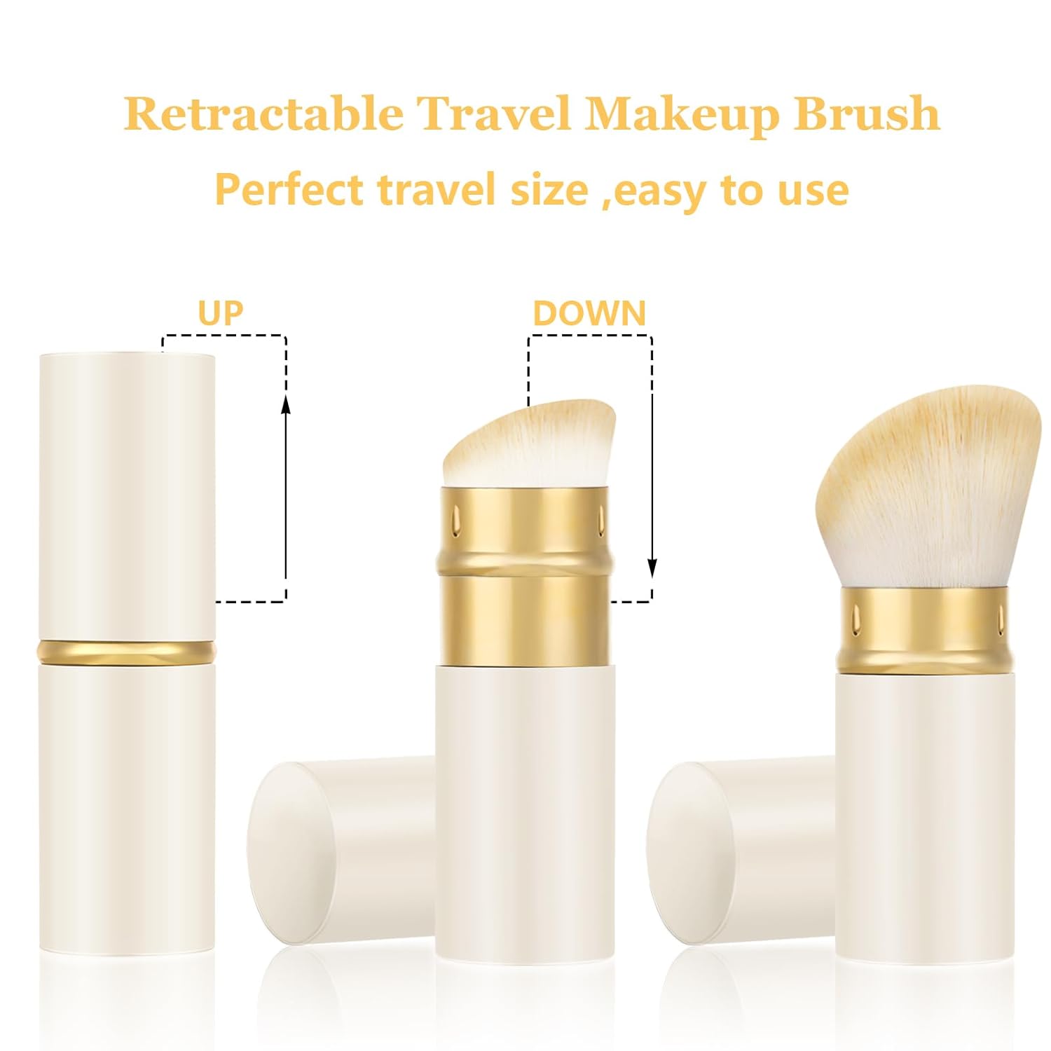 Falliny Retractable Kabuki Makeup Brush, Angled Travel Powder Foundation Blush Brush Makeup Brush for Blush, Sunscreen,Bronzer, Buffing, Concealer,Highlighter, Powder Cosmetics-Velvo Beauty