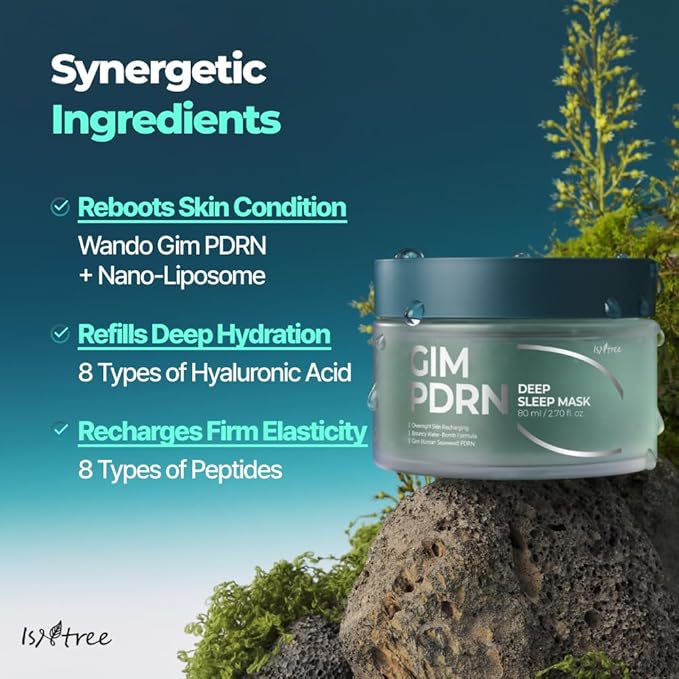 IsNtree Gim PDRN Deep Sleep Mask 80ml, 2.7 fl oz | Korean SEAWEED Skincare Sleeping Mask gel | Night Cream | Facial Mask | Overnight Gel mask for Hydration & Skin Bounce-Velvo Beauty