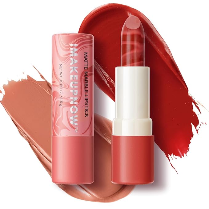 2PCS Marbled Matte Lip Stick Makeup - Velvety Finish | Naked-lip Feel, Full Coverage, D003+D004-Velvo Beauty