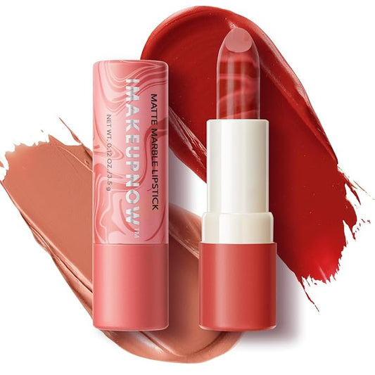 2PCS Marbled Matte Lip Stick Makeup - Velvety Finish | Naked-lip Feel, Full Coverage, D003+D004-Velvo Beauty