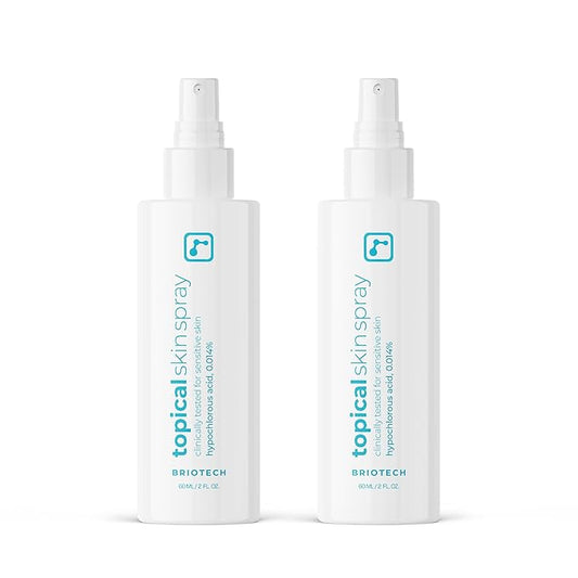 BRIOTECH Topical Skin Spray, Hypochlorous Acid Spray for Sensitive Skin, HOCl Facial Mist, Full Body Support Against Irritation, Calm Redness, Soothe Foot & Scalp, 2 oz Travel Size (2 Pack)-Velvo Beauty