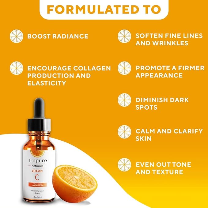 Professional Vitamin C Face Serum 20%, Anti Aging Facial Super Vit C Serum with Ascorbic Acid Hyaluronic Acid & Vitamin E for Dark Spots, Skin Care, Christmas Gift & Stocking | 1 Fl. Oz-Velvo Beauty