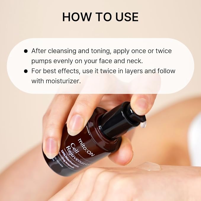 Mito-on Cell Rejuvenation Anti-Aging Serum, 30ml / 1.01 fl.oz –10% Niacinamide, Vitamin B3 and Antioxidants, Centella + EGF for Anti-Aging, Wrinkle Reduction, Pore minimization, Korean Skin Care-Velvo Beauty