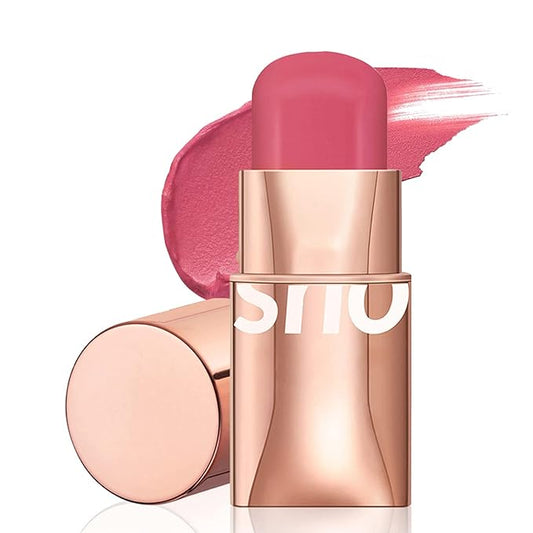 Cream Blush Stick for Cheeks Makeup, Waterproof Face Blush Stick Multi-Use Lip and Cheek Tint, Matte Finish Easy to Blend Lightweight Natural Cream Blusher Makeup for All Skin Tones-Cherry Pink-Velvo Beauty