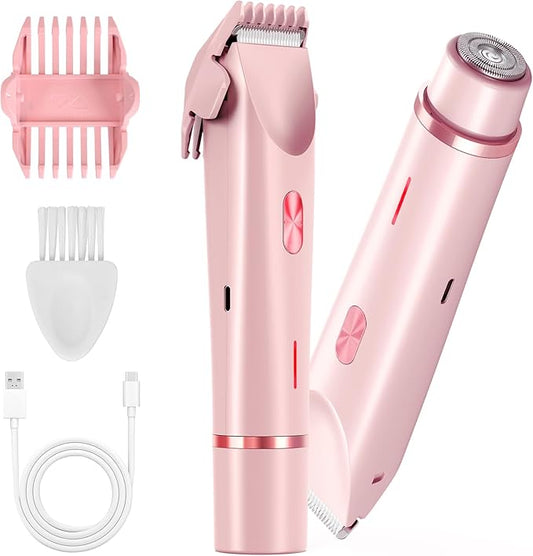 Dermave Bikini Shaver 2.0, Electric Bikini Trimmer for Women Pubic Hair, 2 in 1 Dual Head Body Hair Electric Razor, Waterproof, Wet/Dry-Velvo Beauty