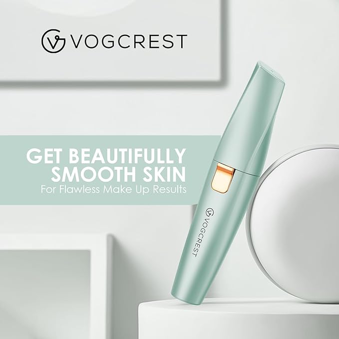 Eyebrow Facial Trimmer: 2 in1 Rechargeable Facial Hair Removal and Eyebrow Shaver - Face Lips Body Painless Facial Razor with Built-in LED Light (Pastel Green)-Velvo Beauty