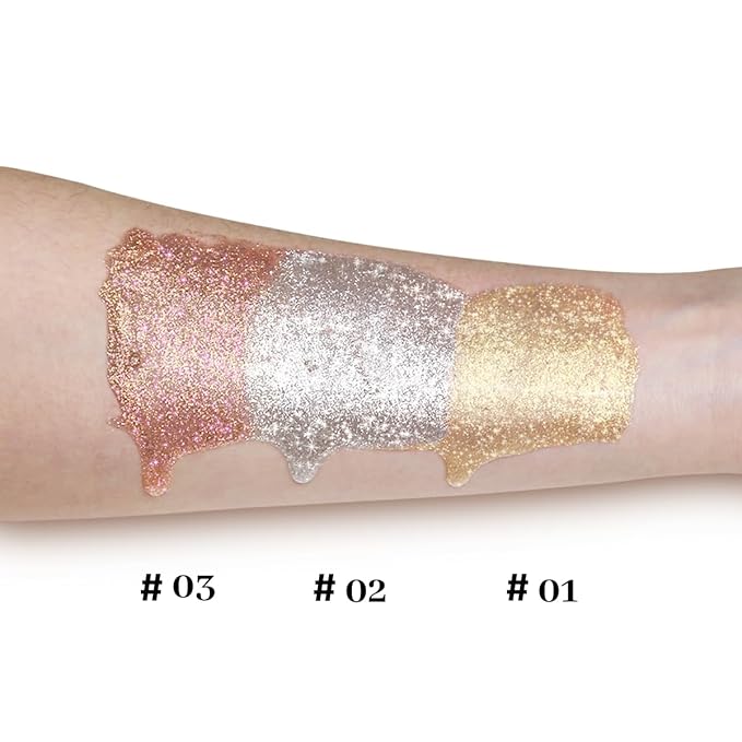 UCANBE Glow Shimmer Drop Set for Women Highlighter Makeup Body Glitter Dewy Liquid Face Holographic Luminizer Sparkles for Face (3 Pcs)-Velvo Beauty