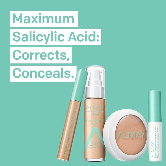 Almay Clear Complexion Makeup, Matte Finish Liquid Foundation with Salicylic Acid, Hypoallergenic, Cruelty Free-Fragrance Free, Dermatologist Tested, 510 Natural Ochre, 1.0 oz-Velvo Beauty