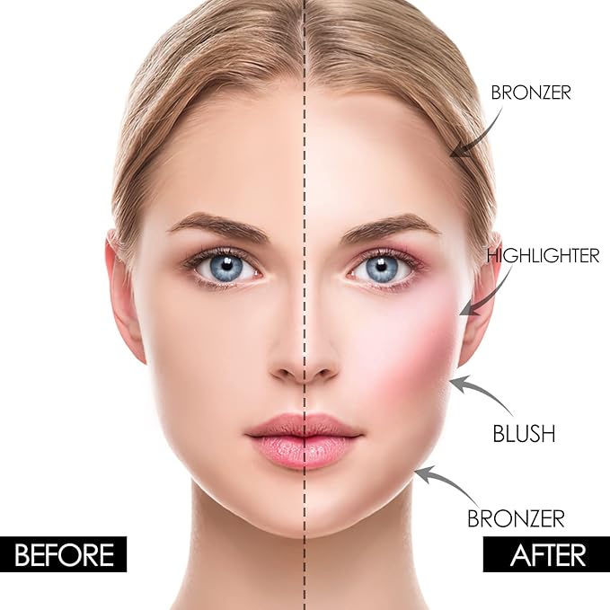 FOCALLURE Blush and Highlighter Palette,3 in 1 Contour Palette,Cruelty-Free Matte Bronzer Powder,Shimmer Illuminator Highlighters for a Glowing Look,#09-Velvo Beauty