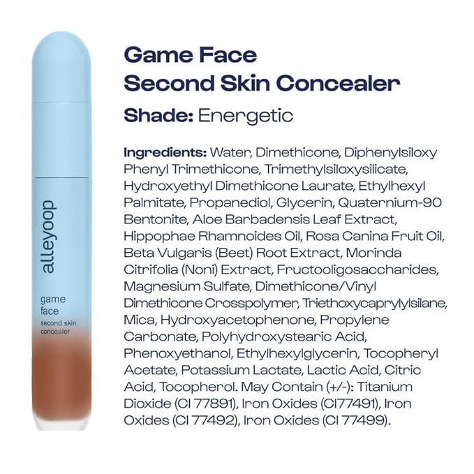 Alleyoop Game Face Concealer Makeup, Lightweight to Medium Buildable Coverage Under Eye Concealer, For Blemishes, Crease-proof and Hydrating with Smooth Second Skin Finish - Energetic-Velvo Beauty