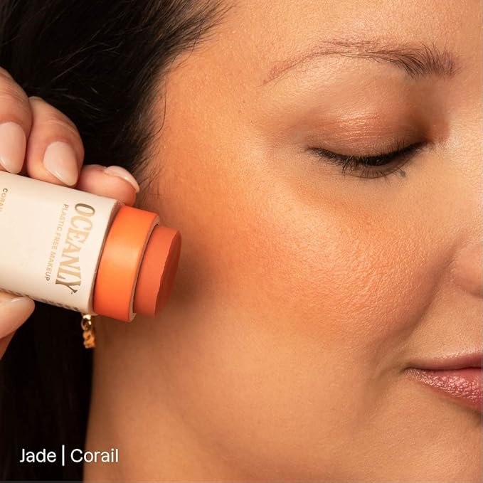 ATTITUDE Oceanly Lightweight Blush Stick, Titanium Dioxide-Free, EWG Verified, Plastic-Free, Vegan & Cruelty-free Makeup, Corail, 0.3 Ounces-Velvo Beauty