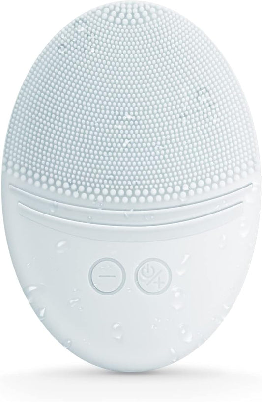 EZBASICS Facial Cleansing Brush Made with Ultra Hygienic Soft Silicone, Waterproof Sonic Vibrating Face Brush for Deep Cleansing, Gentle Massaging, Inductive Charging (Grey) 1 Pack+5 Speed Settings-Velvo Beauty