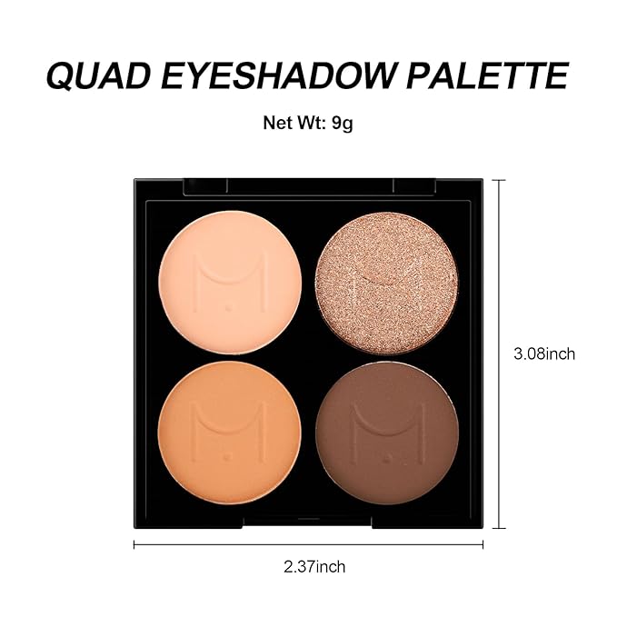 Erinde Quads Matte Eye Shadow Powder Makeup Palette, Nude Neutral Brown Matte Shimmer Eyeshadow, Long Wearing Waterproof Everyday Eye Makeup, sombras de ojos, with Built-In Mirror, 01-Velvo Beauty