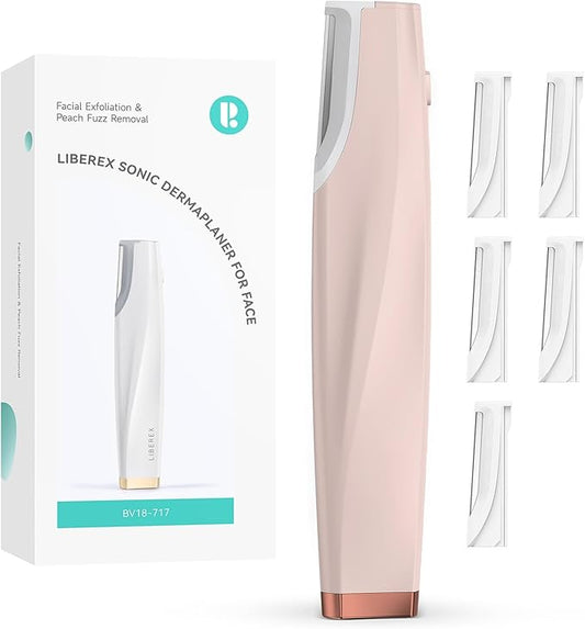 Sonic Dermaplaning Tool for Face - Rechargeable Dermaplane Razor with 6 Refill Dermablades, Facial Hair & Peach Fuzz Remover for Women (Pink)-Velvo Beauty