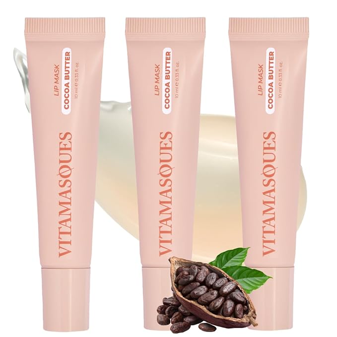 Vitamasques Lip Mask - Hydrating Cocoa Butter Lip Balm Moisturizer with Vitamins & Natural Oil Hydrates, Nourishes & Plumps Lips Area - Korean Skin Care Lip Care Products (Pack of 3)-Velvo Beauty