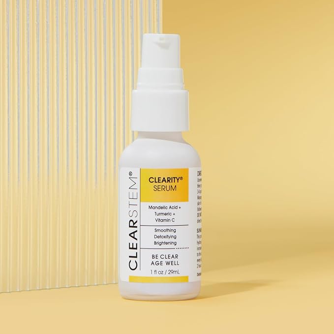 CLEARSTEM - CLEARITY The Blackhead Dissolver Mandelic Acid Serum - Vitamin C, Turmeric, Collagen Boost - All Skin Types - Facial Skin Care Products - Gluten Free, Cruelty Free - 1 fl oz / 29ml-Velvo Beauty