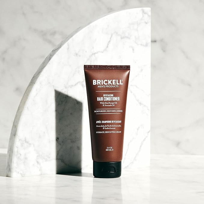 Brickell Men's Revitalizing Hair Conditioner for Men, Natural and Organic Nourishing Hair Conditioner, Restores Shine and Moisture, 3.4 Ounce, Scented, New Formula-Velvo Beauty