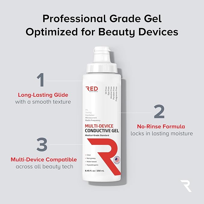 Professional-Grade Ultrasound Gel | Multi-Device Compatible Conductive Gel for Beauty & Skincare Devices | Hydrating, Hypoallergenic, Water-Based, Non-Greasy, Unscented | 8.45 fl oz-Velvo Beauty