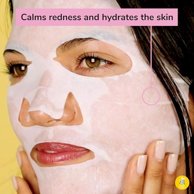 FACETORY K Beauty Face Mask Skin Care - SUN BAE SOOTHING Sheet Mask with Aloe & Shea Butter | After Sun Care, Soothe & Restore (5 Pack)-Velvo Beauty