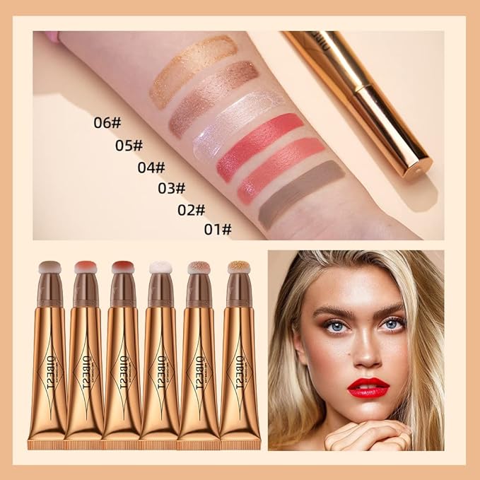 MEICOLY Liquid Highlighter Beauty Wand,Highlight Stick with Cushion Applicator,Lightweight Super Silky Cream Face Illuminator Highlight Make up,04 Pearl White-Velvo Beauty