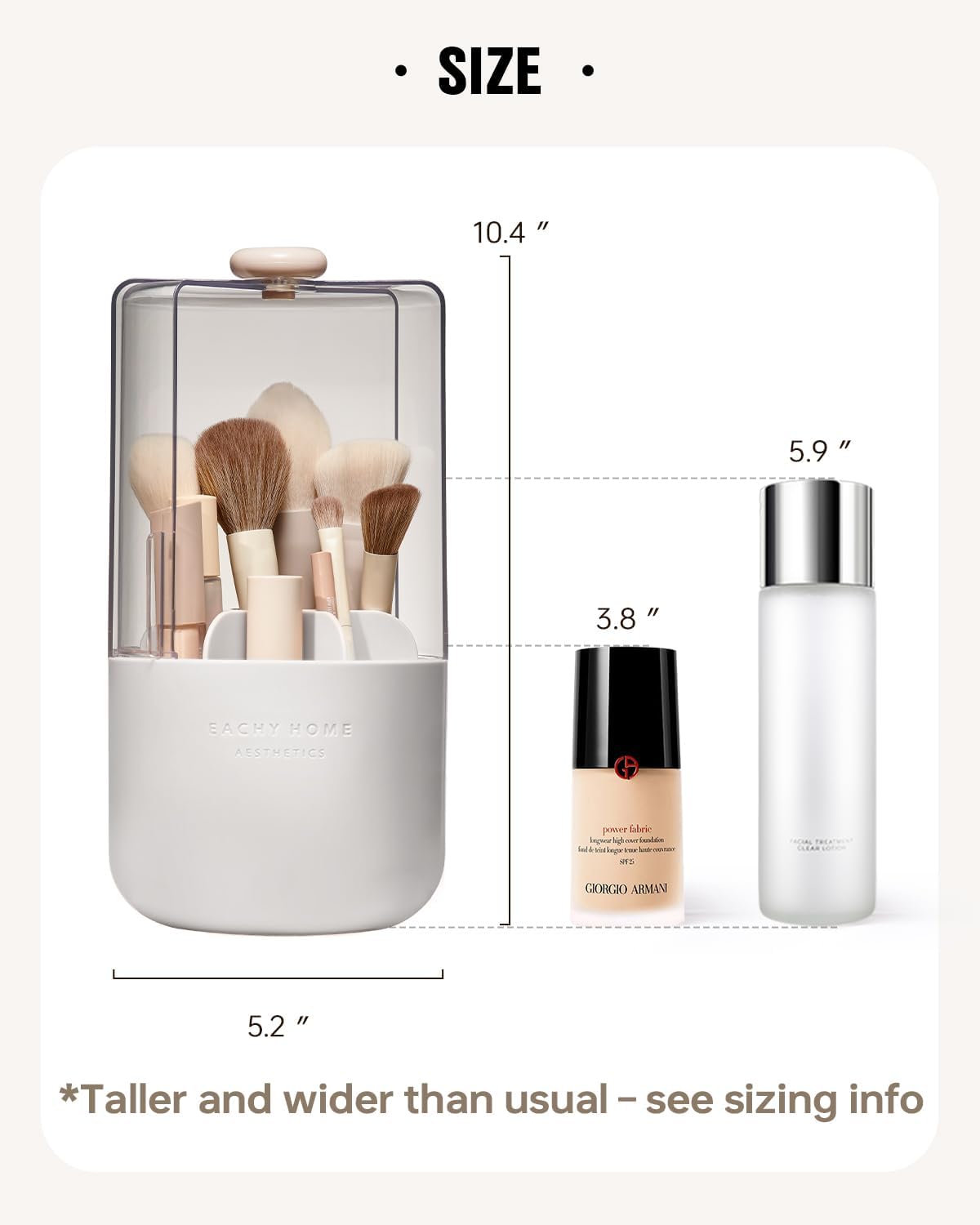 EACHY Makeup Brush Holder 360° Rotating with Dustproof Lid, Waterproof Material, 7 Compartments for Organized Storage, Stylish and Durable Design for Vanity (White)-Velvo Beauty
