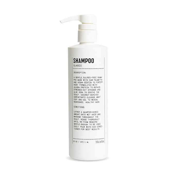 Blu Atlas Men's Natural Shampoo – Organic, Sulfate-Free, Paraben-Free – Deep Cleansing & Hydrating – Classic Scent (Bergamot, Sage, Patchouli) – Made in America– 16 oz-Velvo Beauty