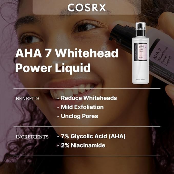 COSRX 7% Glycolic Acid Whitehead Removing Power Liquid, 3.38 fl.oz, AHA Exfoliant, Exfoliating Toner for Face & Body, Pore Minimizer, Korean Skin Care-Velvo Beauty
