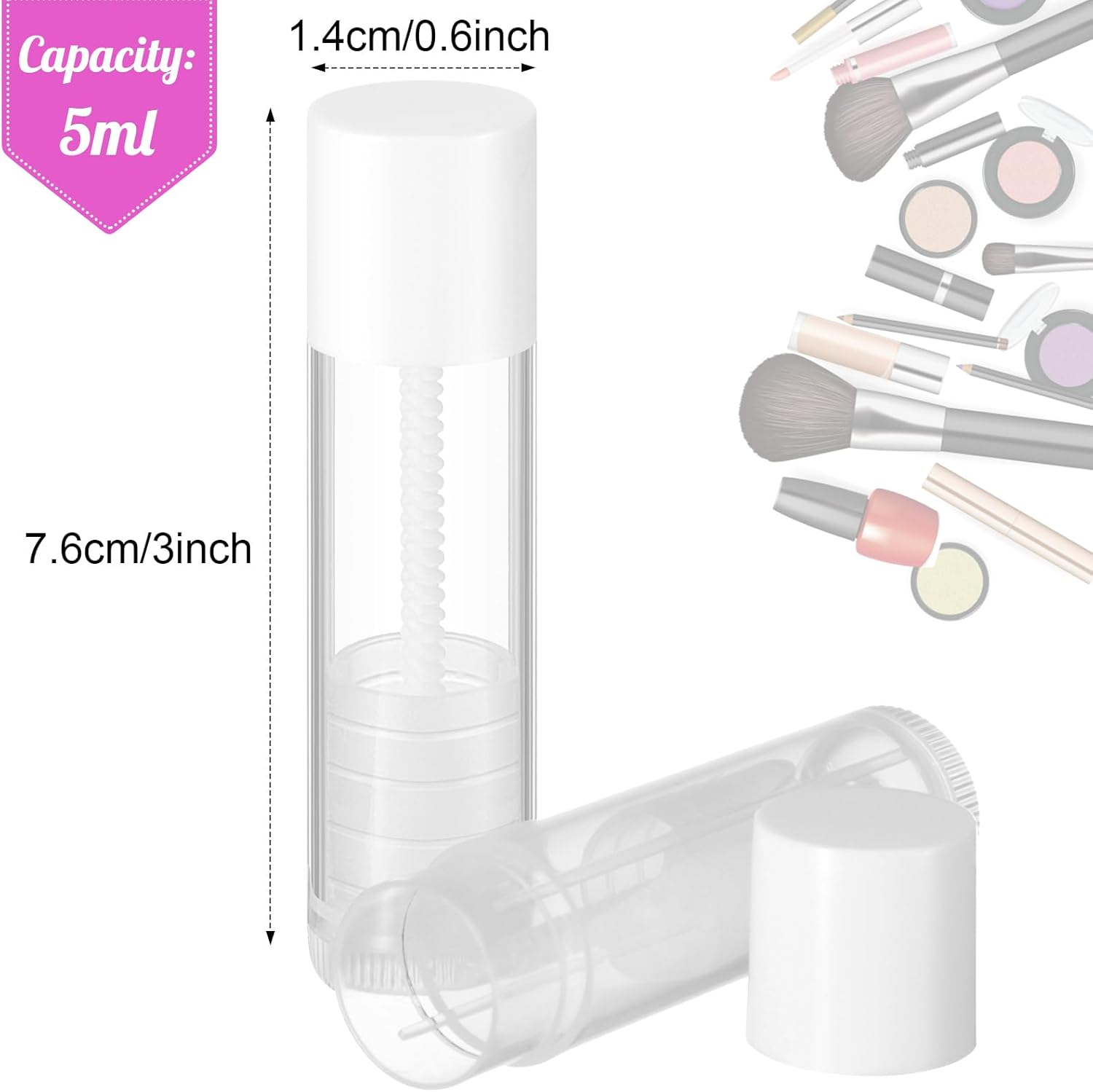 Maitys 64 Pcs Lip Balm Tubes 5 ml Empty Lip Gloss Balm Containers Refillable Rotatable Plastic Lipstick Tubes DIY Lip Gloss Holder for DIY Cosmetic (Clear)-Velvo Beauty