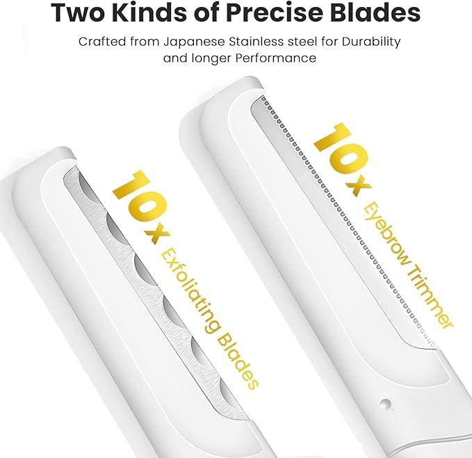 Dermaplaning Tool for Face Exfoliation, with 20 Replaceable Blades, Facial Shaver/Eyebrow Razor, Peach Fuzz Removal Eyebrow Shaper for Women, Easy to Use Dermaplaner Help Exfoliate and Smooth Skin-Velvo Beauty