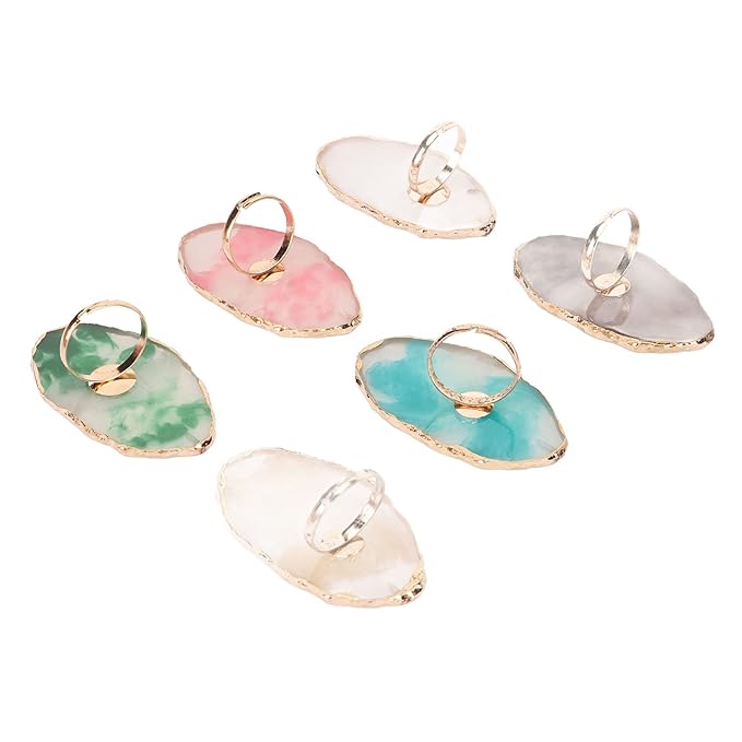 Nail Art Palette, 6pcs Wearable Soft Resin Nail Art Palette Ring, Resin Nail Art Palette Compatiable for Make-Up Beginners and Make-Up Schools-Velvo Beauty