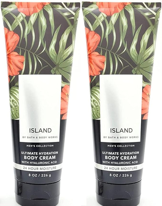 Bath & Body Works Bath and Body Works Island Men's Collection Ultimate Hydration Ultra Shea Cream 8 Oz 2 Pack (Island) green 1 pounds 16 Ounce-Velvo Beauty