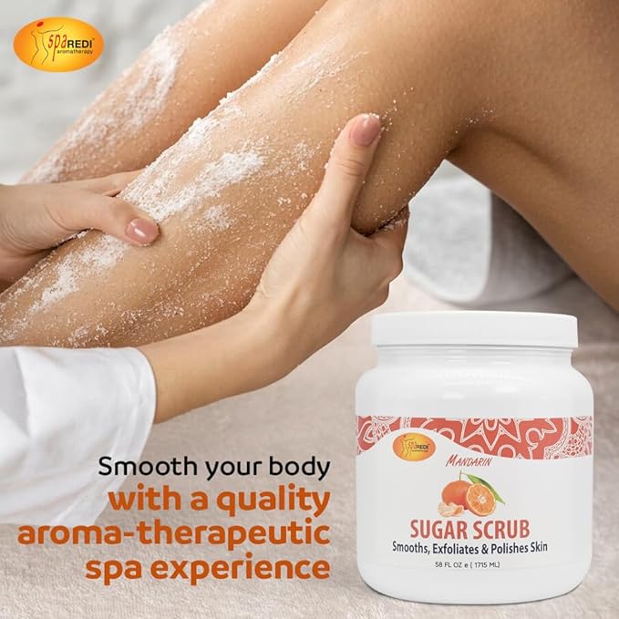 SPA REDI Sugar Scrub - Exfoliating, Moisturizing, Hydrating and Nourishing, Glow, Polish, Smooth and Fresh Skin - Body Exfoliator, Mandarin - 58 Oz-Velvo Beauty