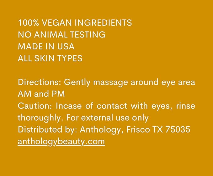 ANTHOLOGY Super Youth Eye Cream for Wrinkles & Dark Circles | Anti-aging Under Eye Cream with Peptides, Organic Aloe Vera & Vitamin C | Daily Use Intense Hydration | 0.5 fl oz 15 ml-Velvo Beauty