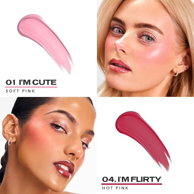 Sacheu Cheek STAY-N Liquid Blush for Cheeks — High Pigment, Buildable, Lightweight Cream Blush Infused With Squalane, for Dewy Radiant Flushed Cheeks — Long-lasting & Cruelty Free, Flirt Mode Duo-Velvo Beauty