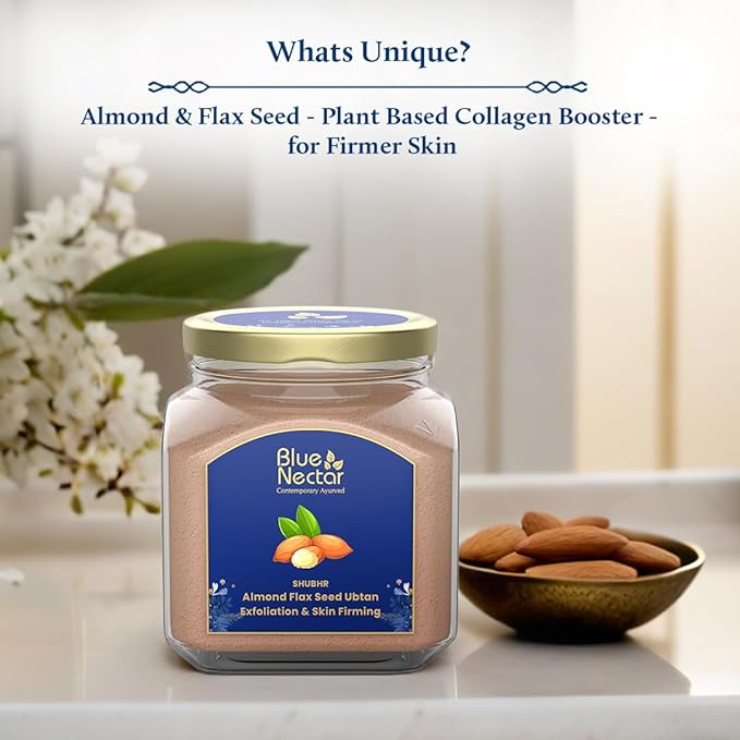 Blue Nectar Almond Ubtan Powder Face Pack for Anti-Aging and Firming | Natural Exfoliator for Face with Multani Mitti Powder (3.5 Oz, 12 Herbs)-Velvo Beauty