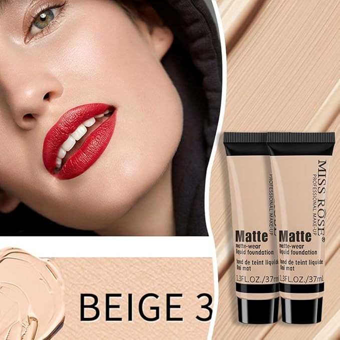 2 Pack Liquid Foundation Cream for Face Makeup,Durable Full Coverage Matte Concealer Make Up,Oil Control & Waterproof Base Primer -1+1 Fl.Oz (BEIGE 3#)-Velvo Beauty
