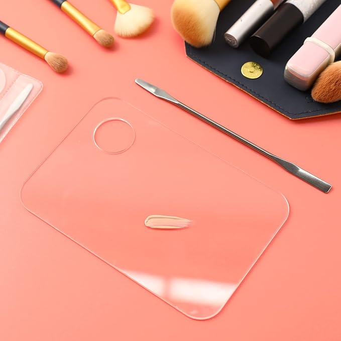 2PCS Acrylic Cosmetic Palette with 2PCS Spatula Tool,Makeup Palette Mixing Tray Apply for Foundation Eye Shadow Lipsticks Nail Art Professional Pigment Blending-Velvo Beauty